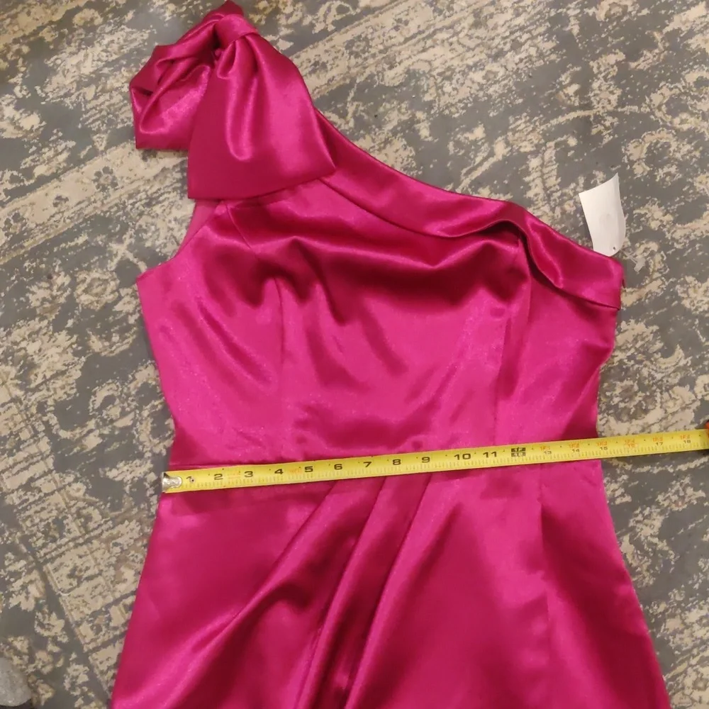 New!Aidan by Aidan Mattox Satin Bow One-Shoulder Mini Dress Y2K Cottagecore Retr - Picture 14 of 16